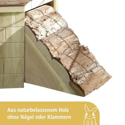 KERBL Natuurhuis met oprit voor knaagdieren - 37x37x16cm