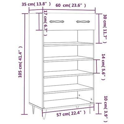 Schoenenkast 60x35x105 cm bewerkt hout sonoma eikenkleurig - thumbnail