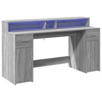Bureau met LED-verlichting 160x55x91 cm hout grijs sonoma eiken - thumbnail