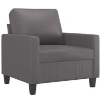 Fauteuil met voetenbank 60 cm kunstleer grijs - thumbnail