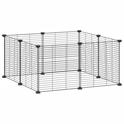 VidaXL Huisdierkooi met 8 panelen, zwart, 35x35 cm, staal - thumbnail