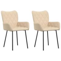 Eetkamerstoelen 2 st stof crèmekleurig - thumbnail