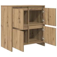 Dressoir artisanaal eikenkleurig 70 x 41 x 75 cm Bewerkt hout - thumbnail