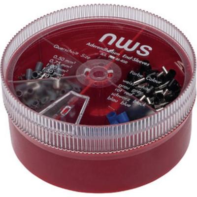 NWS 144-BI-400 Assortiment adereindhulzen 0.5 mm², 0.75 mm², 1 mm², 1.5 mm², 2.5 mm² Deels geïsoleerd Blauw, Grijs, Zwart, Wit, Rood 400 stuk(s) Box