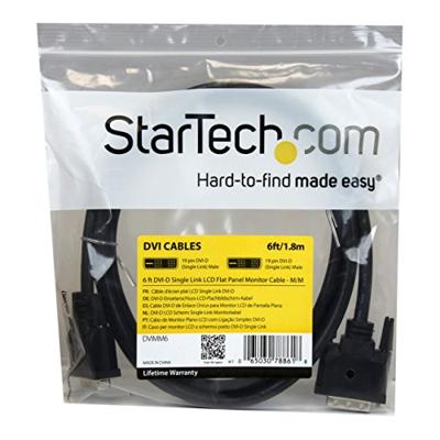 StarTech.com 1,8 m DVI-D Single Link kabel, St/St, DVI monitorkabel, 1920x1200, DVI-verbindingskabel/aansluitkabel, zwart