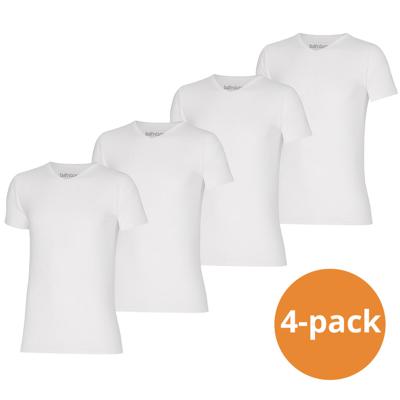 Apollo T-shirt Heren Bamboo Basic V-neck Wit 4-pack-S