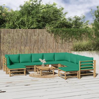 11-delige Loungeset met kussens bamboe groen