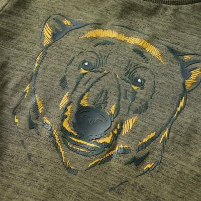 Kindershirt met lange mouwen berenprint 92 gemleerd kakikleurig