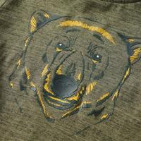 Kindershirt met lange mouwen berenprint 92 gemleerd kakikleurig - thumbnail