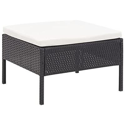 3-delige Loungeset met kussens poly rattan zwart 3-delige Loungeset met kussens poly rattan zwart