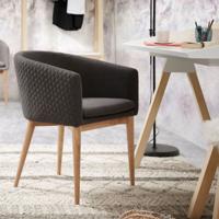 Kave Home eetkamerstoel 'Harlan' stof, kleur donkergrijs - thumbnail