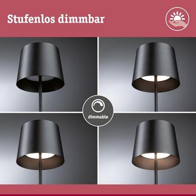 Paulmann 76996 Gilo LED-tafellamp voor buiten 2.8 W Warmwit Zwart (mat) Paulmann 76996 Gilo LED-tafellamp voor buiten 2.8 W Warmwit Zwart (mat)