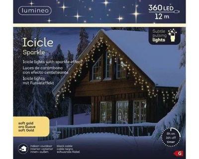 Led Icicle 12 meter 360 LED zwart/soft gold Lumineo - Lumineo Led Icicle 12 meter 360 LED zwart/soft gold Lumineo - Lumineo