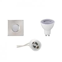 Dimbare LED Spot Set GU10 Vierkant Mat Chroom IP65 6W 6400K - thumbnail