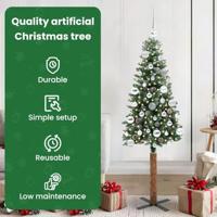 VidaXL Slanke kerstboom groen 150 cm pvc en massief dennenhout - thumbnail