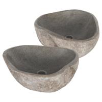 Differnz Lombok waskom 40x50cm riviersteen grijs SET van 2 36.102.40 - thumbnail