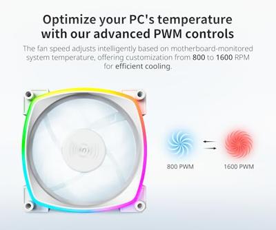 Montech ax120 fan pwm 3-pack rgb case fans (wit, 3 stuks, 120 x 120 x 25 mm)