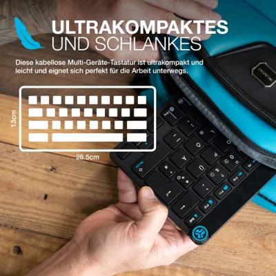 JLab Go Draadloos toetsenbord - Bluetooth met 2,4 GHz radio, USB-dongle, stil, klein, QWERTZ-lay-out, multi-device mini draadloos toetsenbord, voor pc/Mac/iPad/tablet/computer/laptop