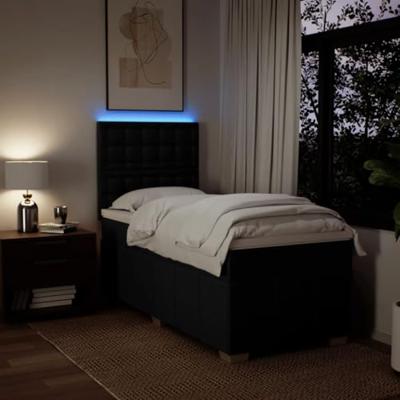 Boxspring met matras stof zwart 90x190 cm