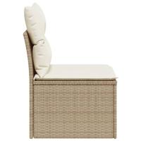 Tuinbank zonder armleuning met kussens poly rattan beige - thumbnail