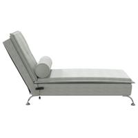 Massage chaise longue met bolster fluweel lichtgrijs - thumbnail