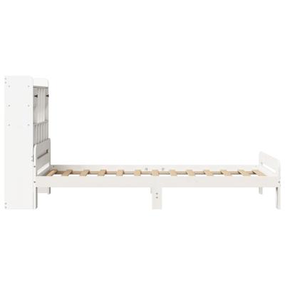 Bed met boekenkast zonder matras grenenhout wit 150x200 cm - thumbnail