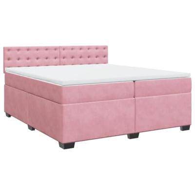 Boxspring met matras fluweel roze 200x200 cm
