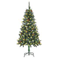VidaXL Kunstkerstboom met verlichting en dennenappels 150 cm - thumbnail