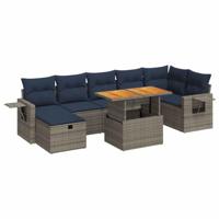 8-delige Loungeset met kussens poly rattan acacia bruin - thumbnail
