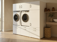 Kast WASHING 2 machines naast elkaar met kast 1 deur 2 lades LARGE wit - thumbnail