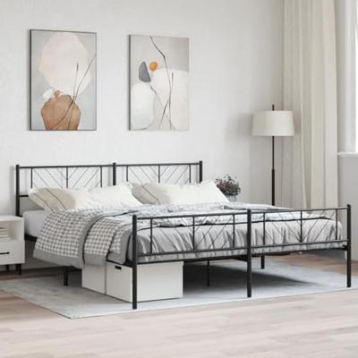 Bedframe met hoofd- en voeteneinde metaal zwart 193x203 cm Bedframe met hoofd- en voeteneinde metaal zwart 193x203 cm