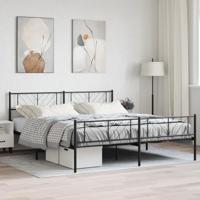 Bedframe met hoofd- en voeteneinde metaal zwart 193x203 cm - thumbnail
