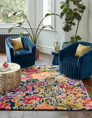 Harlequin - Aubergine Palm Apricot Indigo 143205 - 140x200 cm Vloerkleed