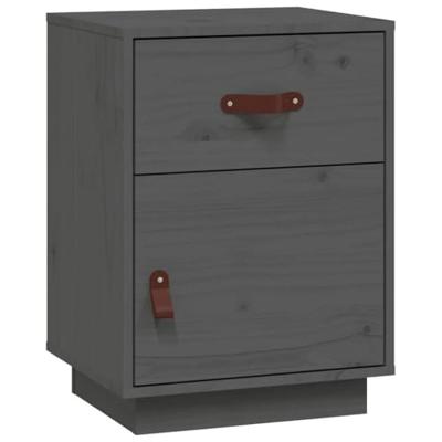 Nachtkastjes 2 st 40x34x55 cm massief grenenhout grijs