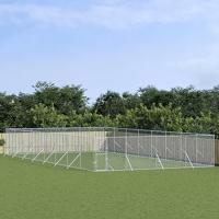 Hondenkennel voor buiten 8x16x2 m gegalvaniseerd staal zilver - thumbnail