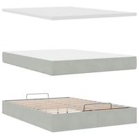 Ottoman bed met matras en LED's 140x200cm fluweel lichtgrijs - thumbnail