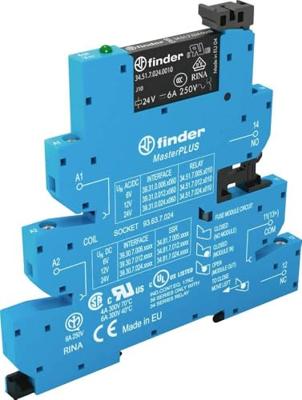 Finder 39.31.0.024.4060 Koppelrelais 24 V DC/AC 6 A 1x wisselcontact 1 stuk(s)
