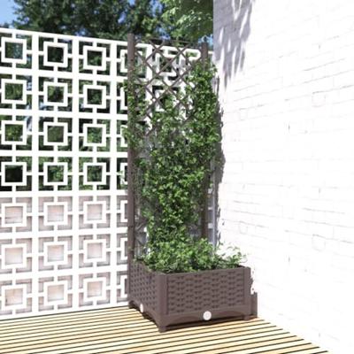 VidaXL Plantenbak met latwerk 40x40x121,5 cm polypropeen bruin VidaXL Plantenbak met latwerk 40x40x121,5 cm polypropeen bruin