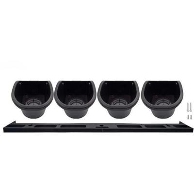 Wandplanter - Wandkit bestaande uit een muursteun en 4 potten (1 L) - Zwart - Afm H 15 x L 60 cm - NATURE
