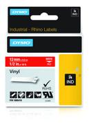 Labeltape DYMO IND RHINO 1805416 Vinyl Tapekleur: Rood Tekstkleur:Wit 12 mm 5.5 m - thumbnail