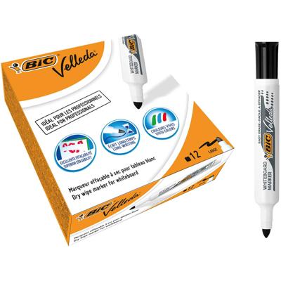 Whiteboardmarker Bic Velleda 1711 rond large zwart | 12 stuks Whiteboardmarker Bic Velleda 1711 rond large zwart | 12 stuks