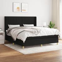 Boxspring met matras stof zwart 160x200 cm - thumbnail