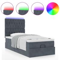 Ottoman bed met matrassen en LED's 80x200cm fluweel donkergrijs - thumbnail
