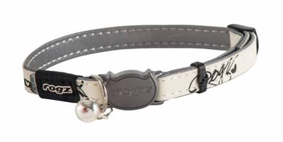 ROGZ CB09-A halsband Cat Reflective glow-in-the-dark, S, wit/zwart