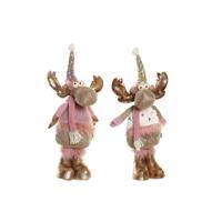 Kerstversiering DKD Home Decor Wit Roze Gouden Rendier 20 x 19 x 50 cm (2 Stuks) - thumbnail