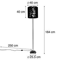 QAZQA Vloerlamp messing met pauw kap 40 cm - Simplo - thumbnail