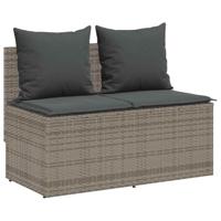 3-delige Tuinset met kussens poly rattan grijs - thumbnail