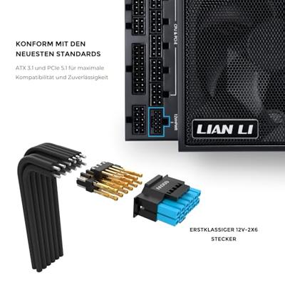 Lian Li Lian Li EDGE EG1300 80 PLUS Platinum Netzteil, PCIe 5.1, ATX 3.1 - 1300 Watt, PC-netvoeding