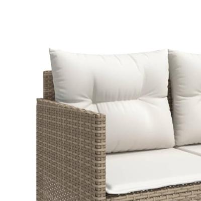 Ligbed met kussens poly rattan beige