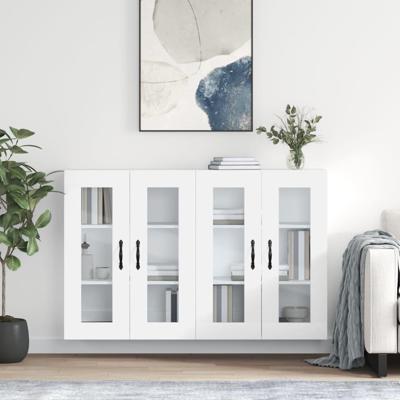 Hangkasten 2 st bewerkt hout wit